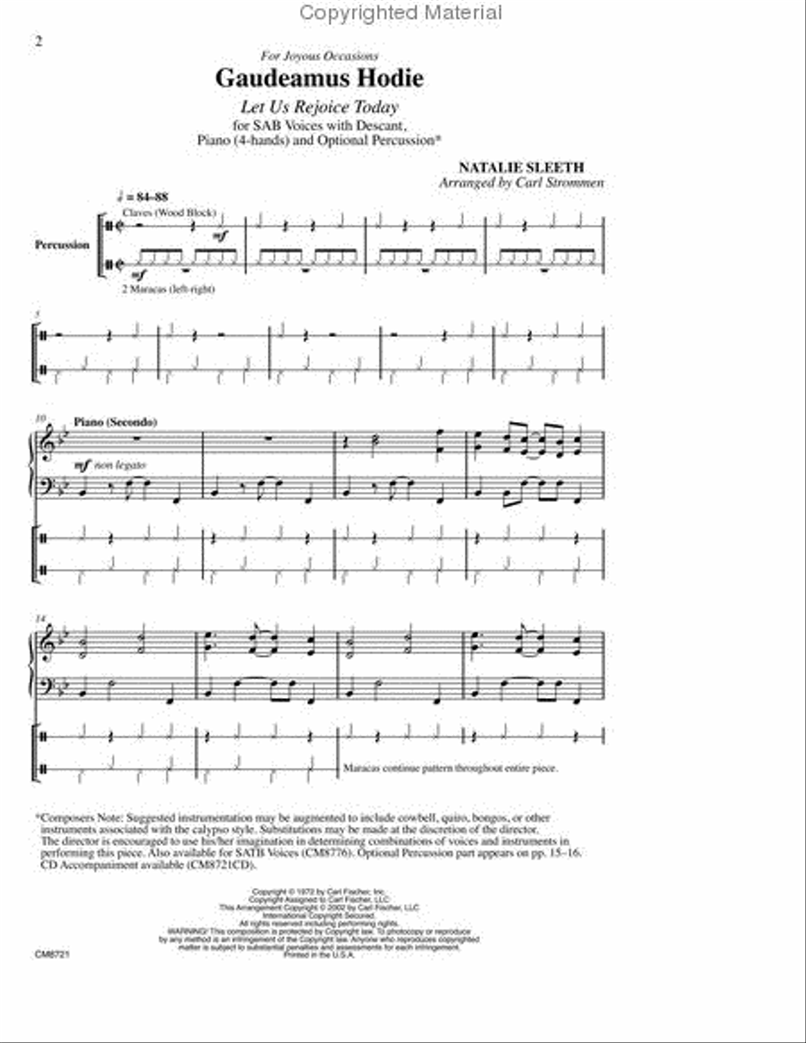 Gaudeamus Hodie (Let Us Rejoice Today) 3-Part scores gallery preview page 2