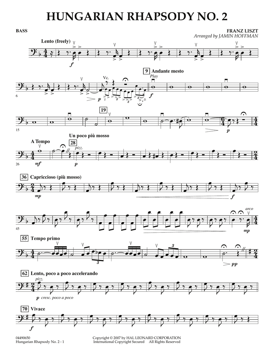 Hungarian Rhapsody No. 2 - Bass Orchestra scores gallery preview page 1