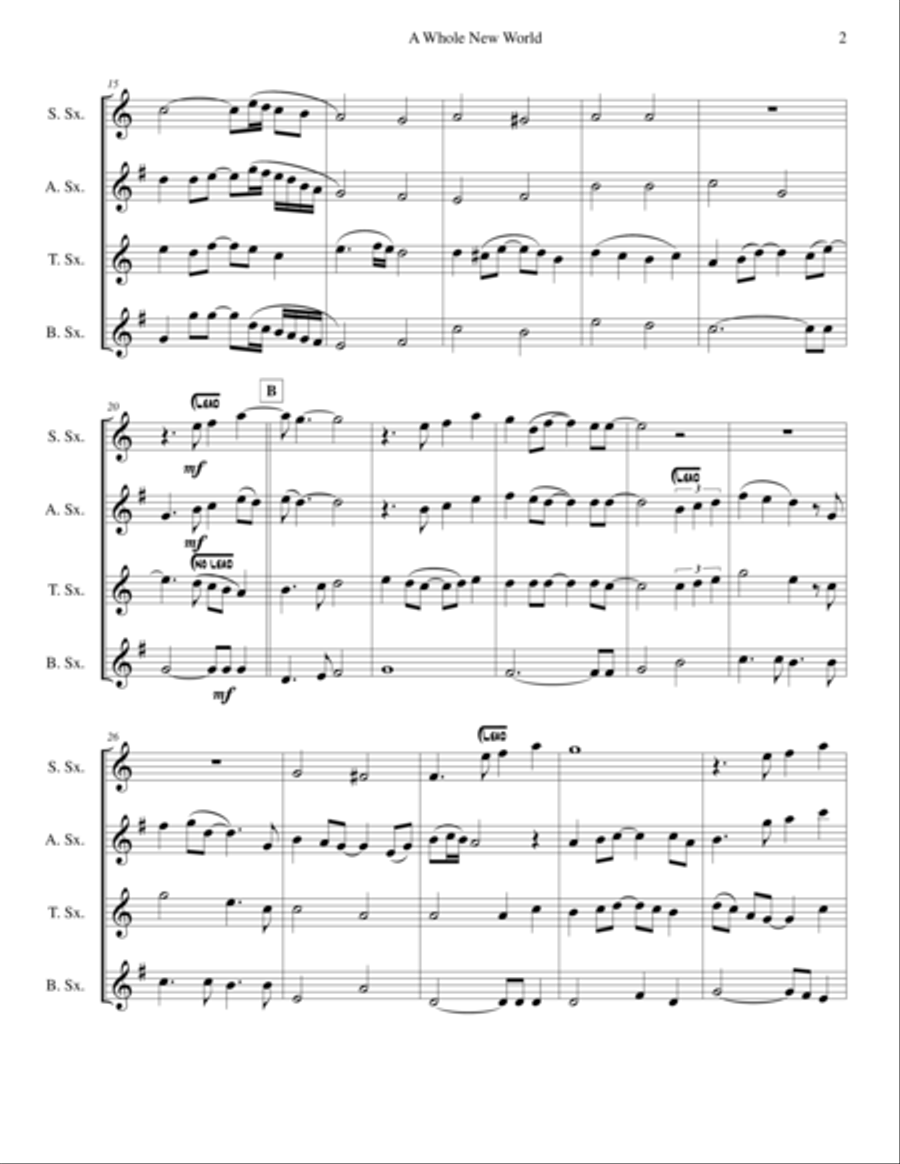 A Whole New World (from 'Aladdin') A Whole New World (from 'Aladdin') Woodwind Quartet scores gallery preview page 2