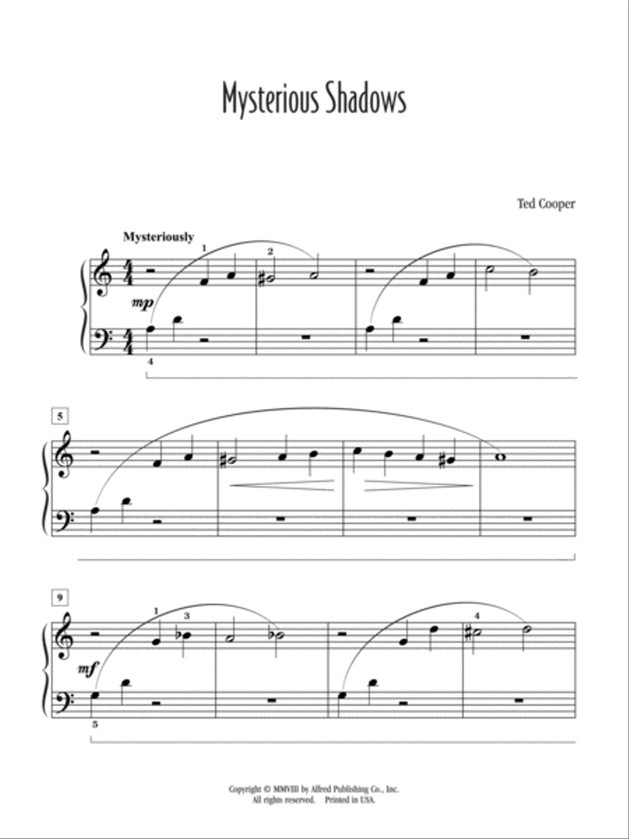 Mysterious Shadows Easy Piano scores gallery preview page 2