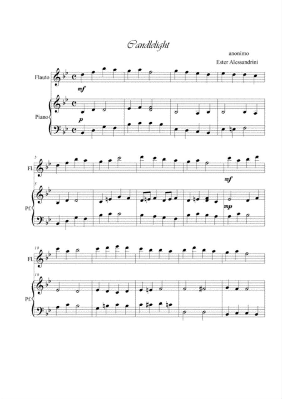 Candlelight. Flute and piano Flute Solo scores gallery preview page 1