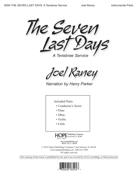 The Seven Last Days: A Tenebrae Service