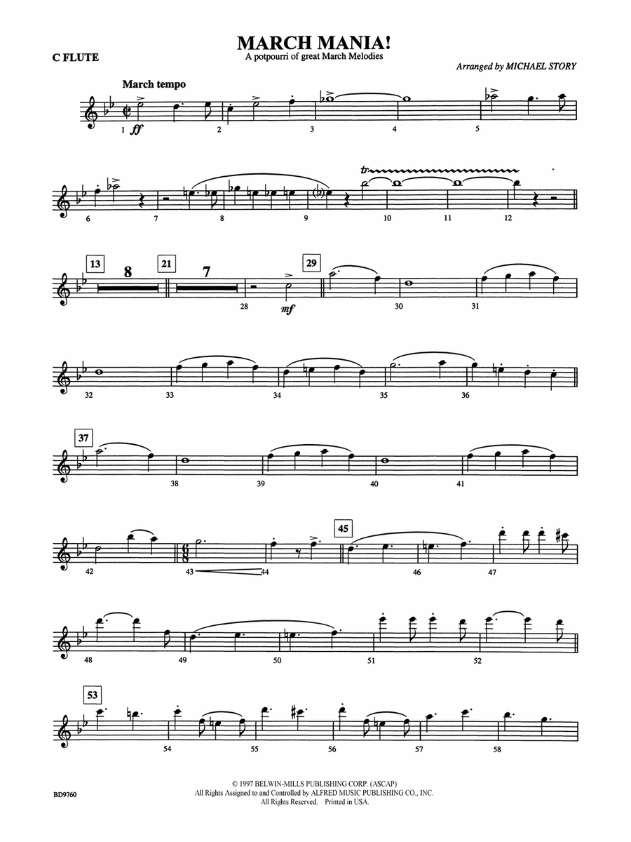 March Mania! (A Potpourri of Great March Melodies): Flute