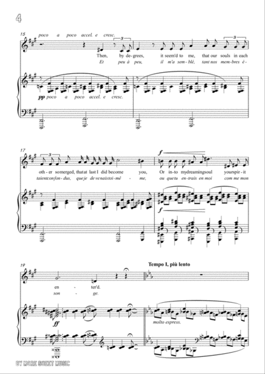 Debussy-Her Hair in E flat Major,for voice and piano Voice Solo scores gallery preview page 6