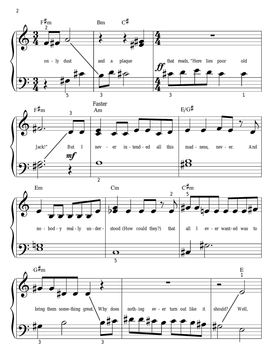 Poor Jack (from The Nightmare Before Christmas) Easy Piano scores gallery preview page 2