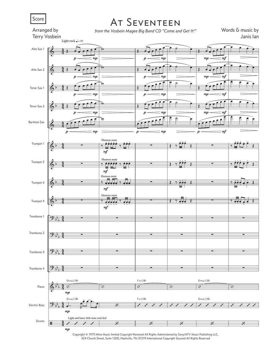At Seventeen Jazz Ensemble scores gallery preview page 1