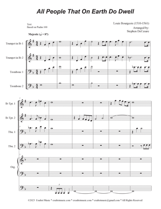 All People That On Earth Do Dwell (Unison choir - High Key) (Full Score - Alternate) - Score Only