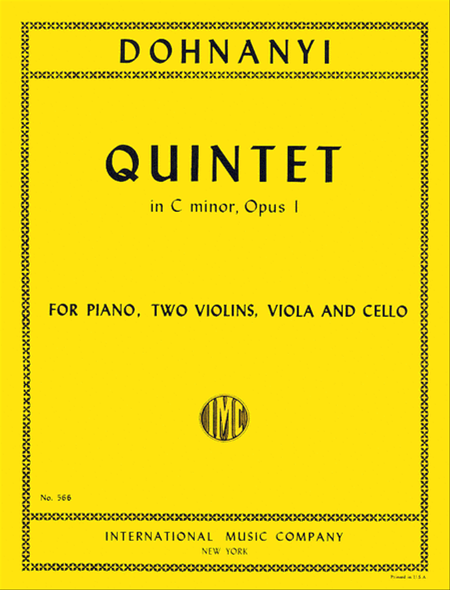 Quintet In C Minor, Opus 1 Piano Quintet scores gallery preview page 1