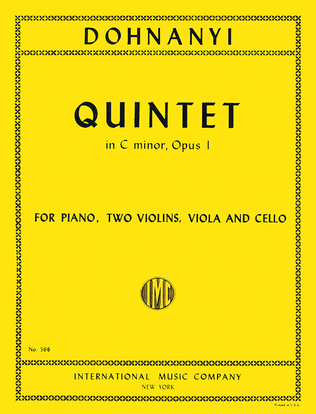 Book cover for Quintet In C Minor, Opus 1