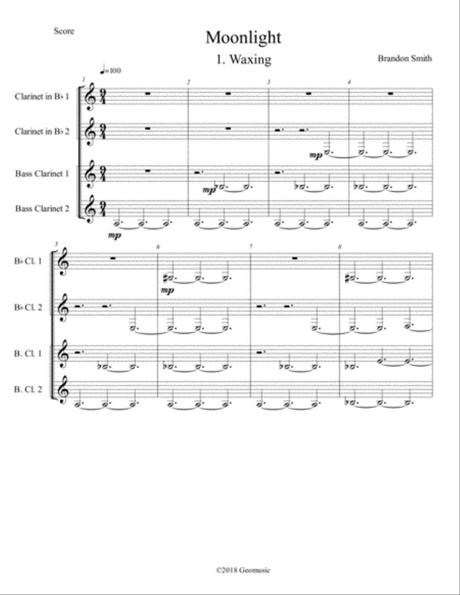 Moonlight (Waxing) Woodwind Quartet scores gallery preview page 1