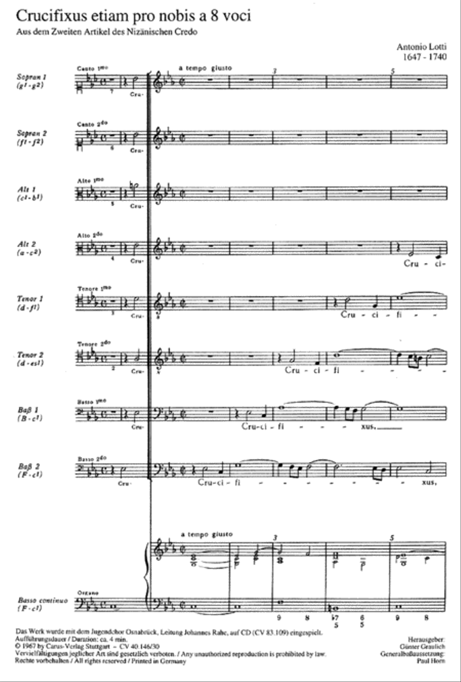 Crucifixus, SV 259 SSAATTBB scores gallery preview page 1