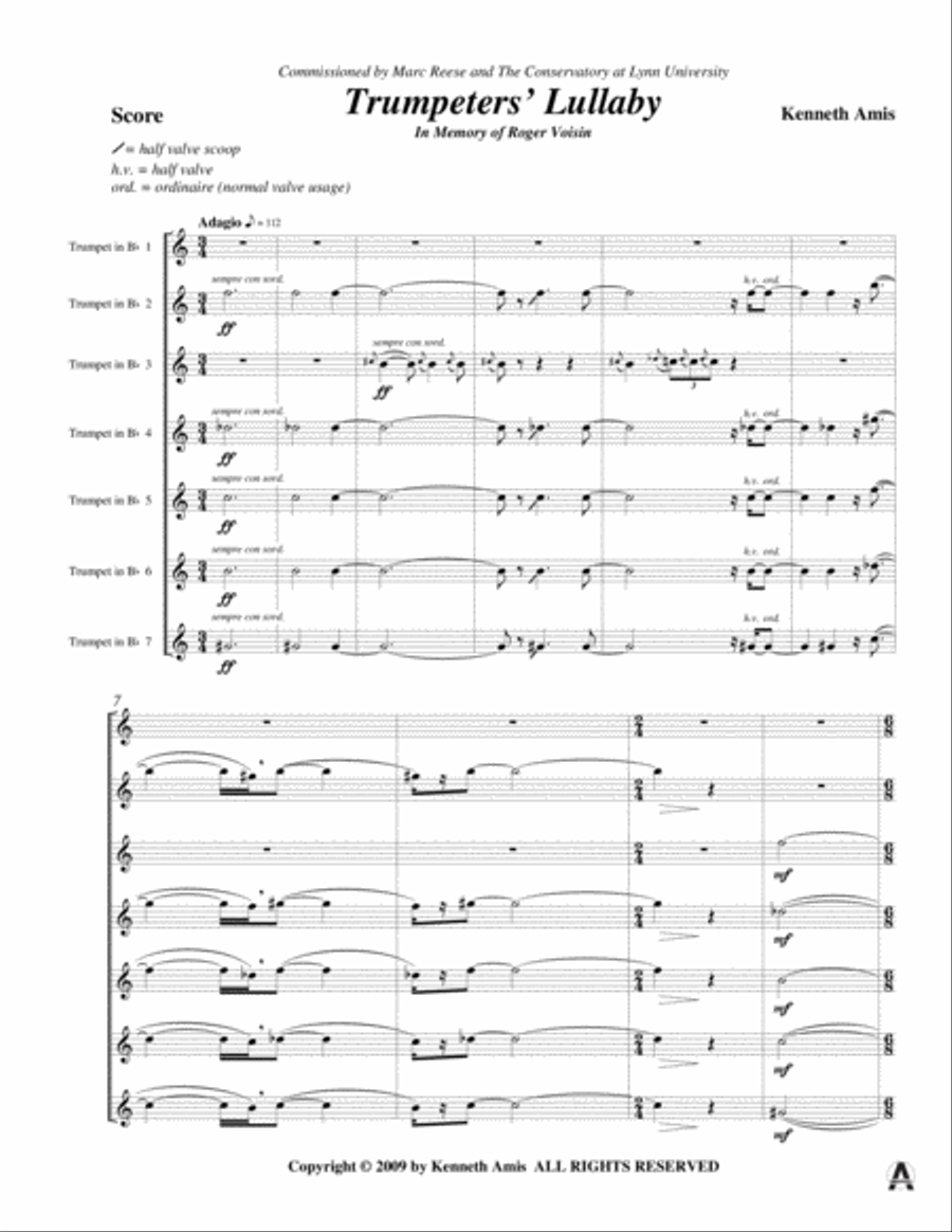 Trumpeters' Lullaby Brass Quintet scores gallery preview page 3