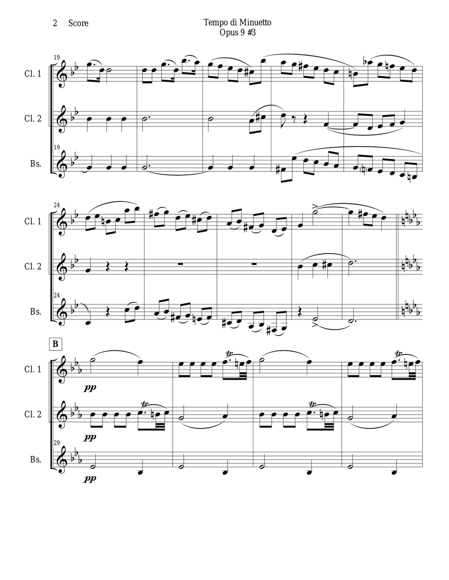 Minuet for Clarinet Trio Minuet for Clarinet Trio Clarinet Trio scores gallery preview page 2