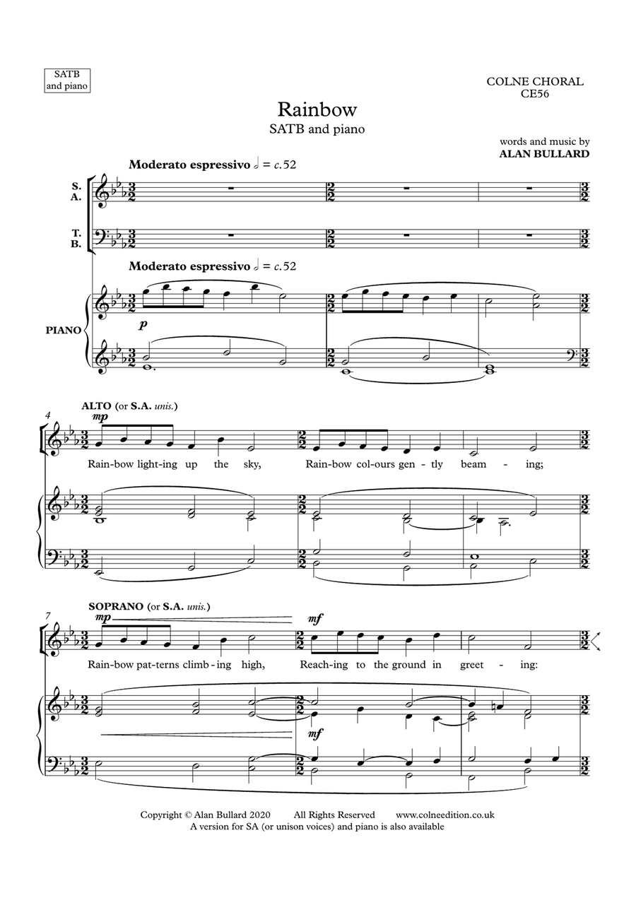 Rainbow (SATB and piano) 4-Part scores gallery preview page 3