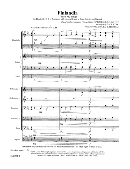 Finlandia - Brass and Percussion Score and Parts