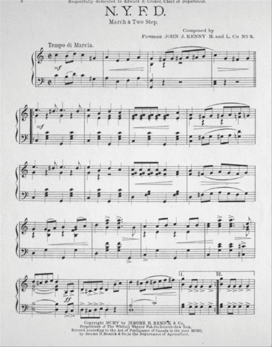 New York Fire Dept. March & Two Step Piano Solo scores gallery preview page 2