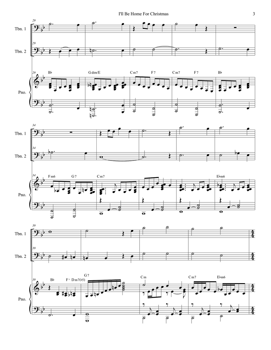 I'll Be Home For Christmas Trombone Duet scores gallery preview page 3