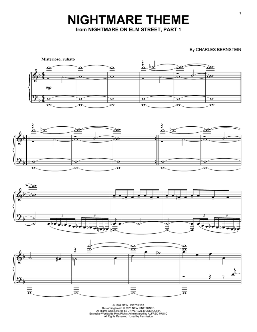 A Nightmare On Elm Street Piano Solo scores gallery preview page 1