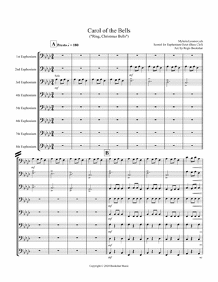Carol of the Bells (F min) (Euphonium Octet - Bass Clef)