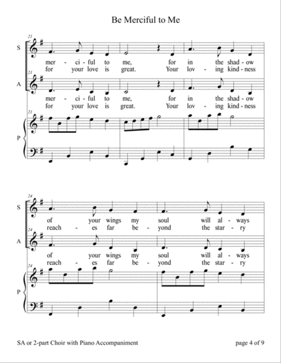 Be Merciful to Me ~ Psalm 57 (for SA or 2-Part Choir with Piano accompaniment) SA scores gallery preview page 5