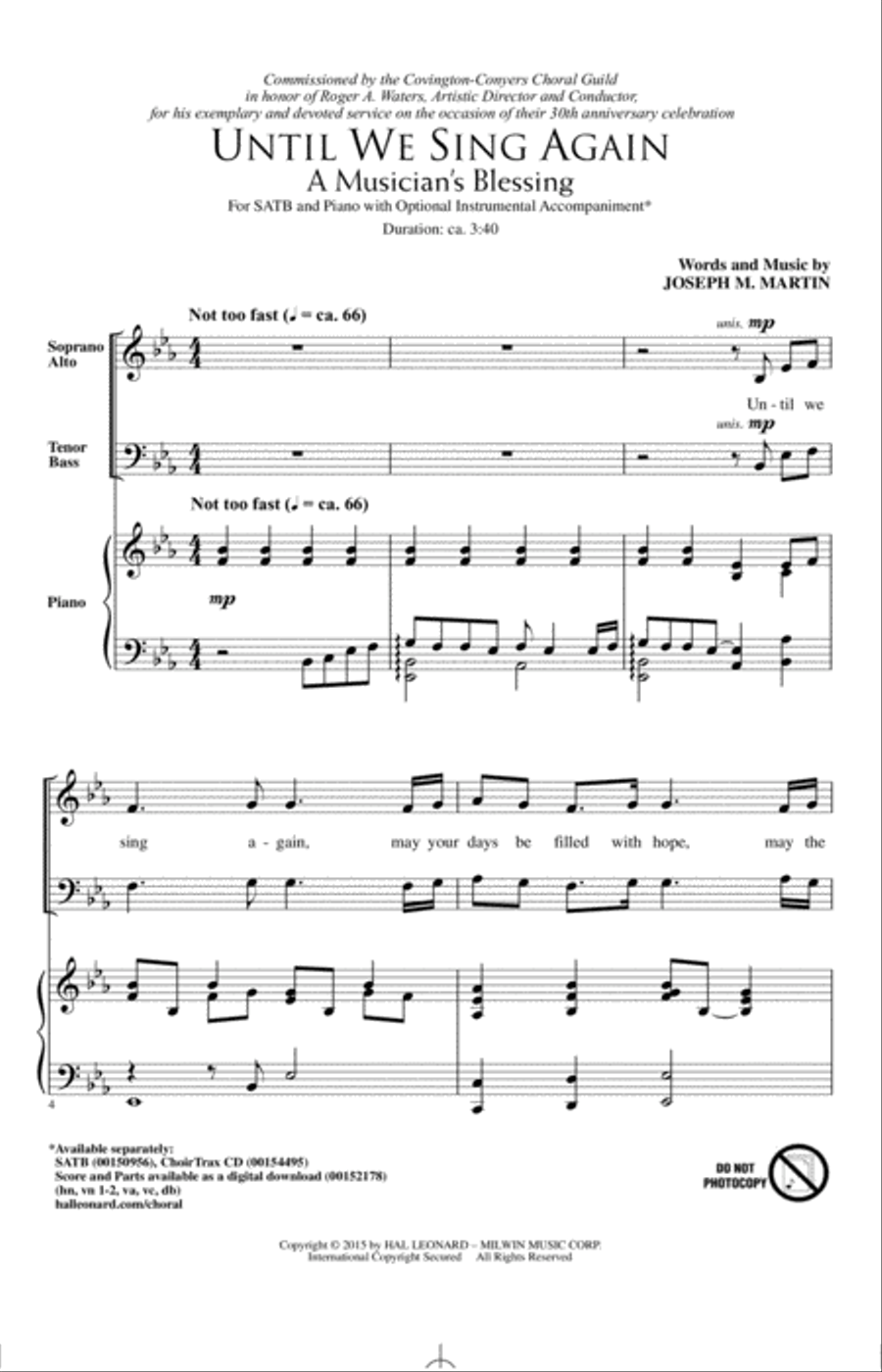 Until We Sing Again (A Musician's Blessing) 4-Part scores gallery preview page 1