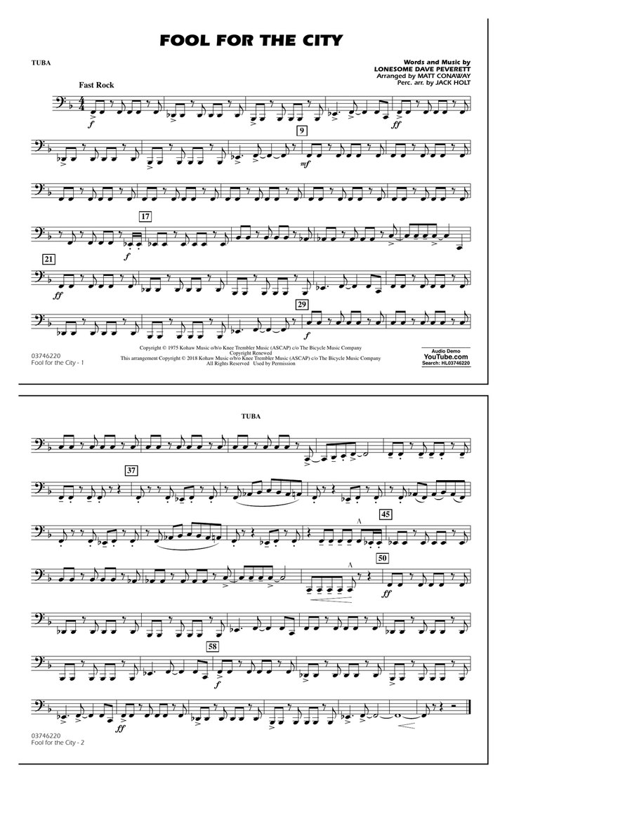Fool For The City - Tuba Marching Band scores gallery preview page 1