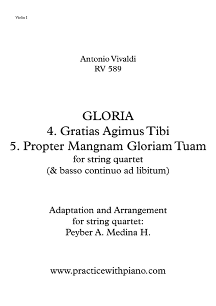Vivaldi - RV 589, GLORIA - 4. Gratias Agimus Tibi, 5. Propter Mangnam Gloriam Tuam, for string quart image number null