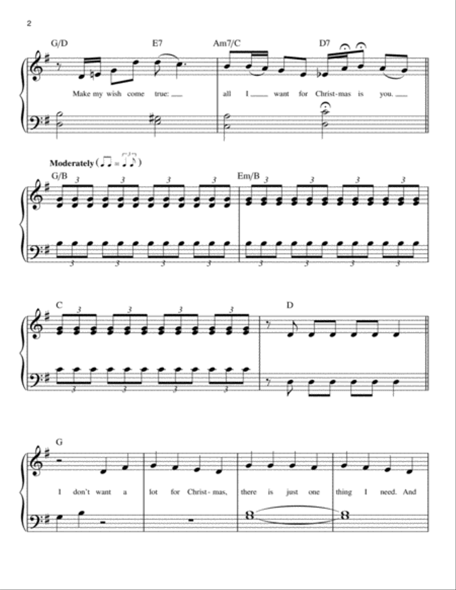 All I Want For Christmas Is You Easy Piano scores gallery preview page 2