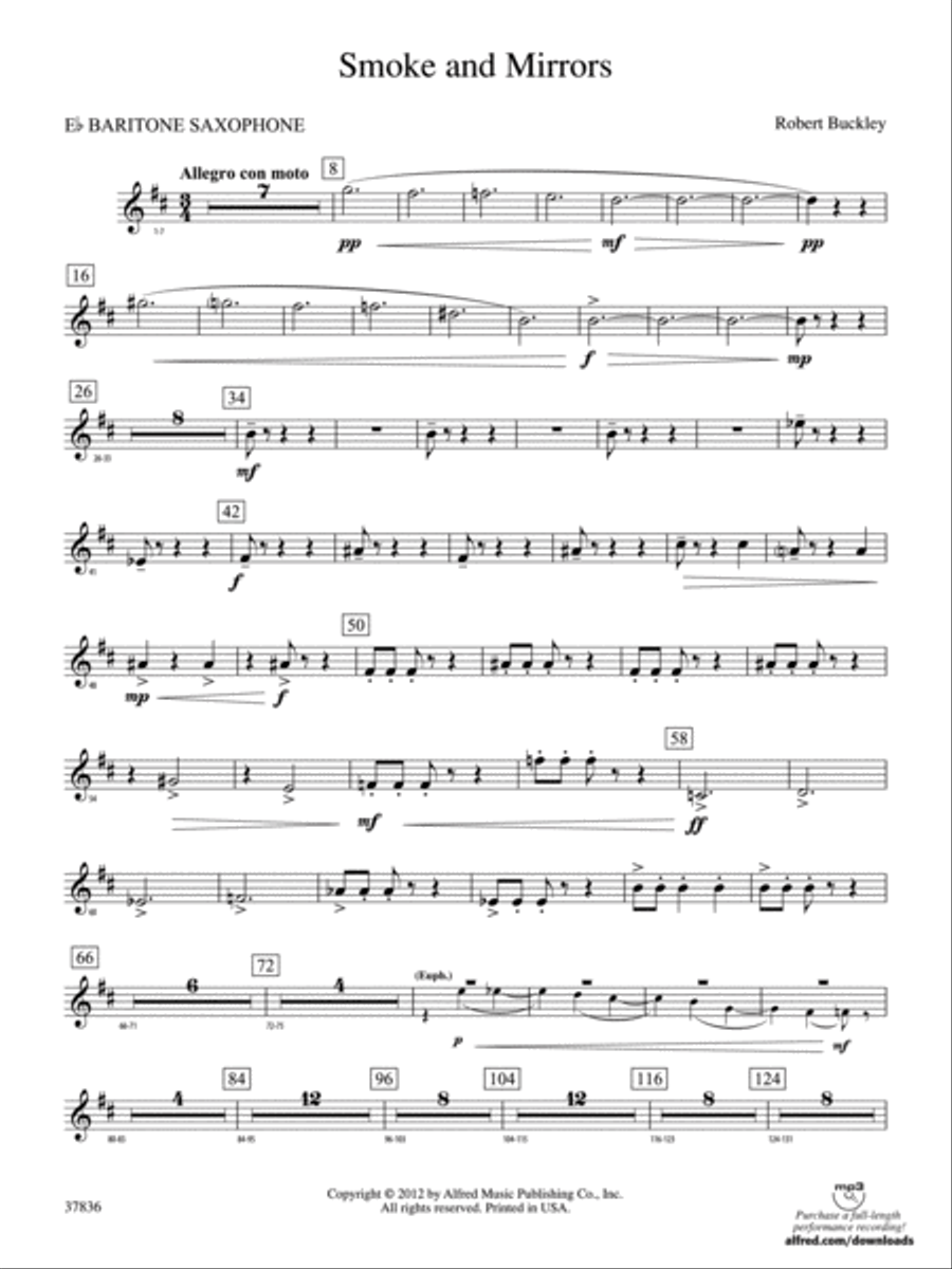 Smoke and Mirrors: E-flat Baritone Saxophone Concert Band scores gallery preview page 1
