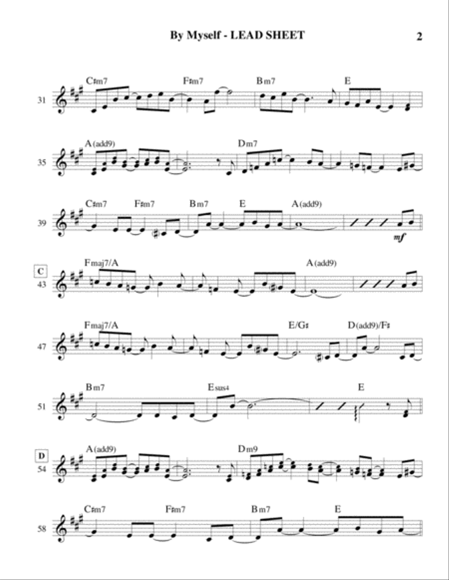 By Myself (Lead Sheet) By Myself (Lead Sheet) Guitar Ensemble scores gallery preview page 2