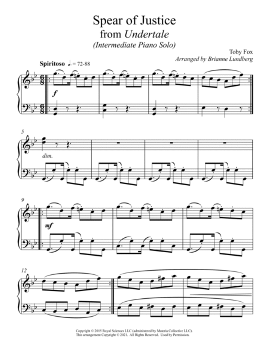 Spear Of Justice Piano Solo scores gallery preview page 2