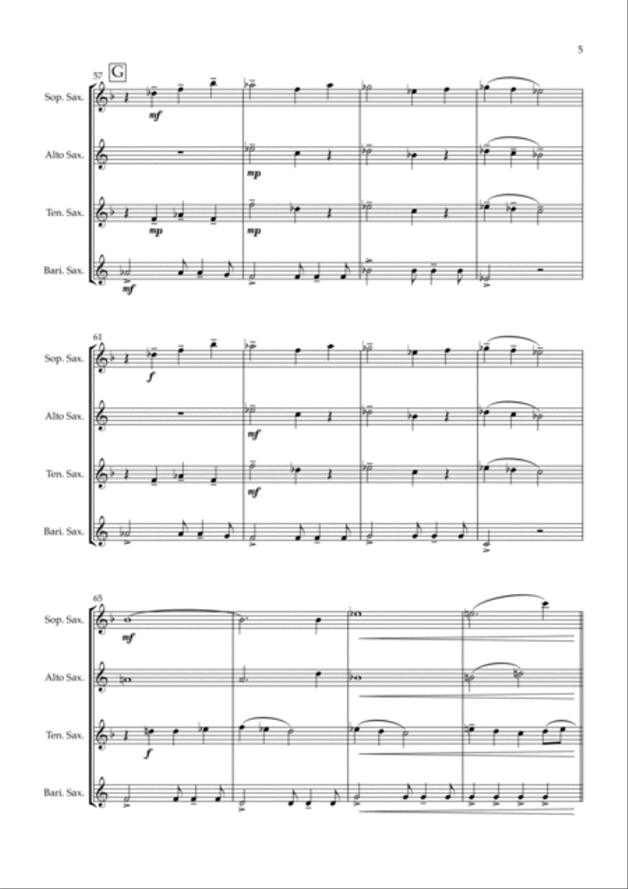 Uptown Girl Saxophone Quartet scores gallery preview page 6