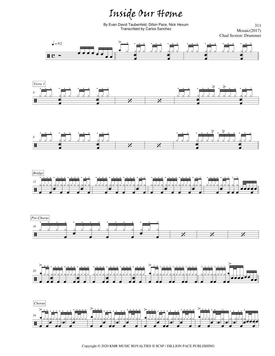 Inside Our Home Drum Set scores gallery preview page 1