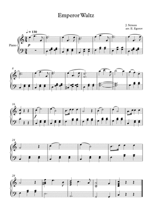 Emperor Waltz, Johann Strauss Jr., For Easy Piano