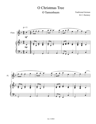 O Christmas Tree (O Tannenbaum) for Flute Solo with Piano Accompaniment