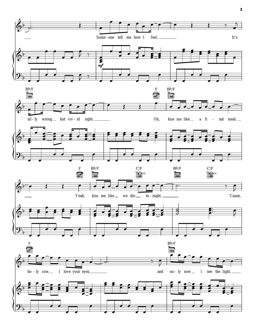 One Day Like This Piano, Vocal, Guitar scores gallery preview page 3