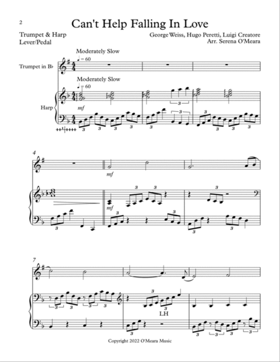 Can't Help Falling In Love Trumpet Duet scores gallery preview page 2