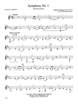 Symphony No. 1 (4th Movement ): 2nd B-flat Clarinet