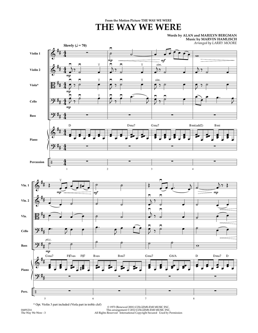 The Way We Were - Full Score Orchestra scores gallery preview page 2