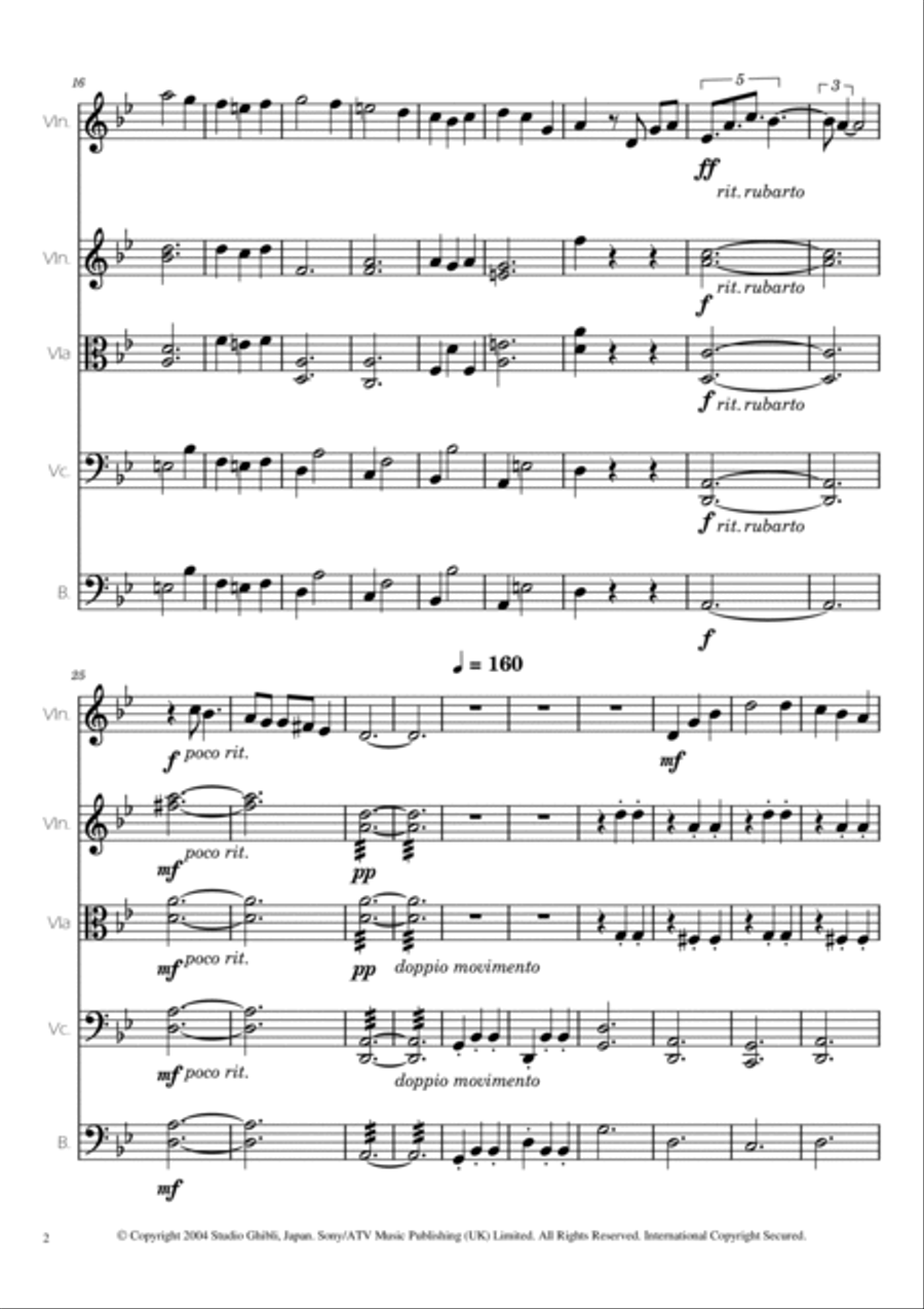 Merry-go-round Of Life String Quintet scores gallery preview page 2