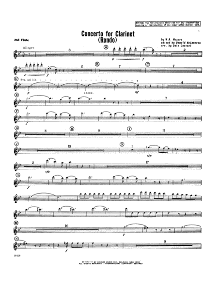 Concerto For Clarinet - Rondo (3rd Movement) - K.622 - 2nd Flute