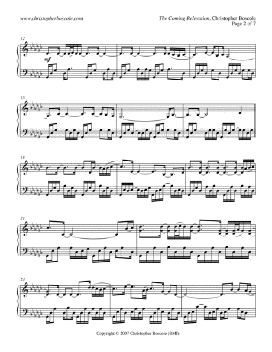 The Coming Relevation Piano Solo by Christopher Boscole Piano Solo scores gallery preview page 2
