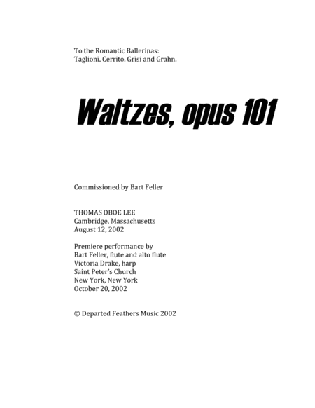 Waltzes, opus 101 (2002) for flute and harp image number null