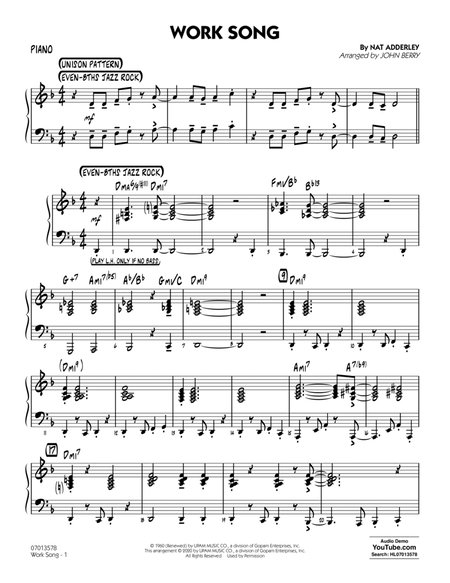 Work Song (arr. John Berry) - Piano