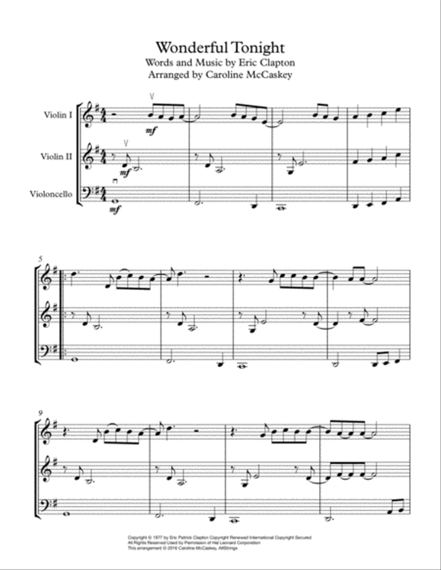 Wonderful Tonight String Trio scores gallery preview page 2