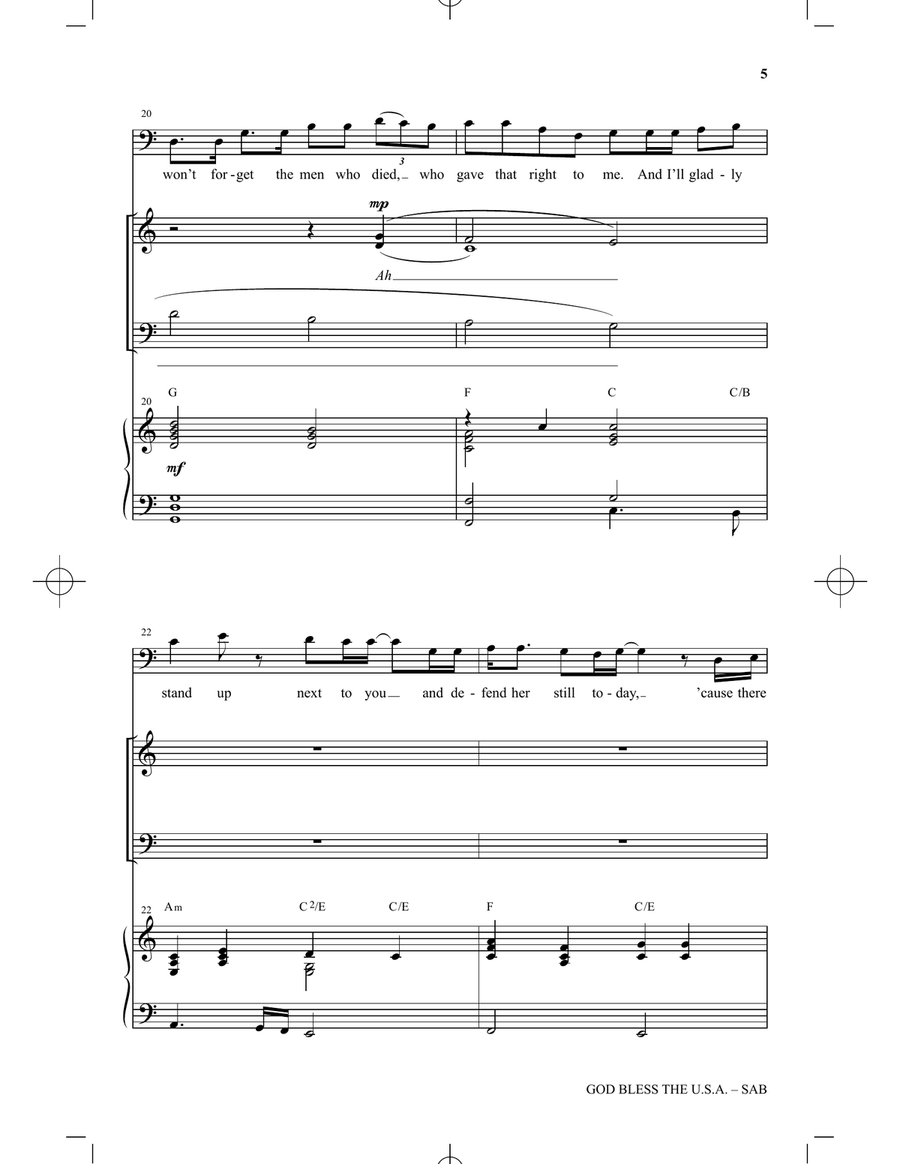 God Bless The U.S.A. (arr. David Schmidt) 3-Part scores gallery preview page 4