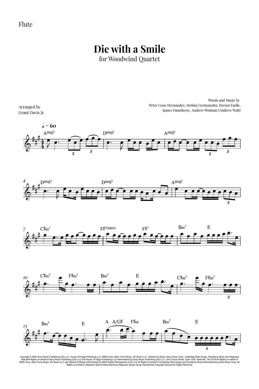 Die With A Smile Die With A Smile Woodwind Quartet scores gallery preview page 5