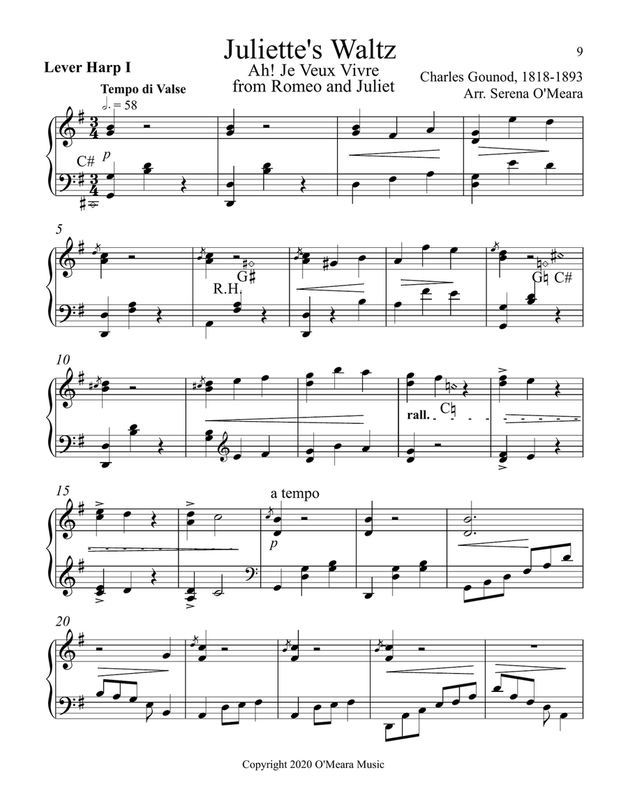Juliette's Waltz - Lever Harp I Celtic Harp scores gallery preview page 2