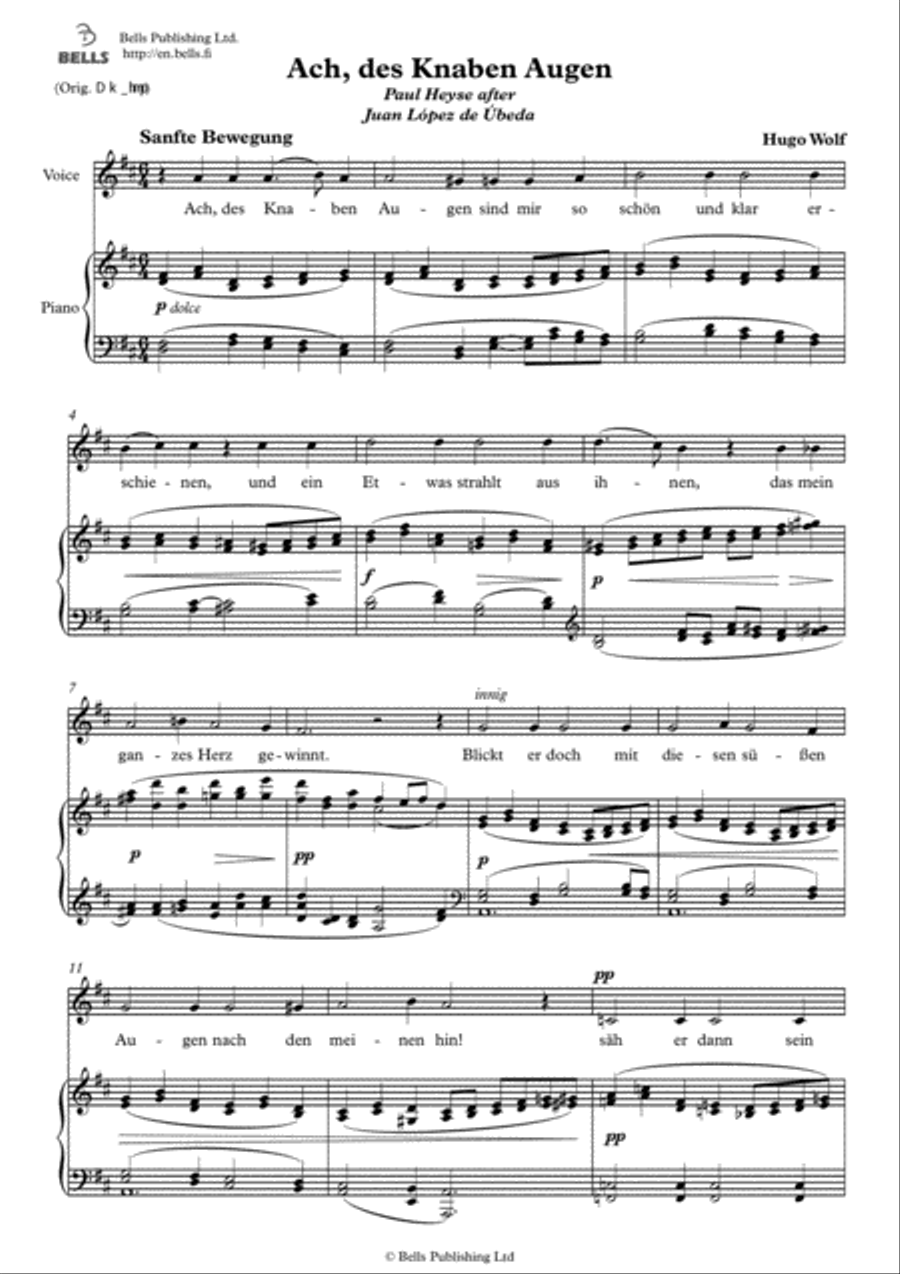 Ach, des Knaben Augen (D Major) Voice Solo scores gallery preview page 1