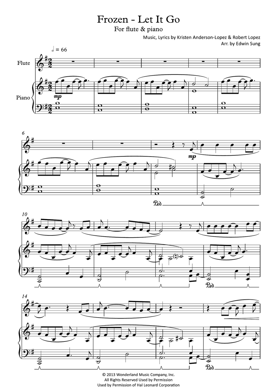 Let It Go (from Frozen) Flute Solo scores gallery preview page 1